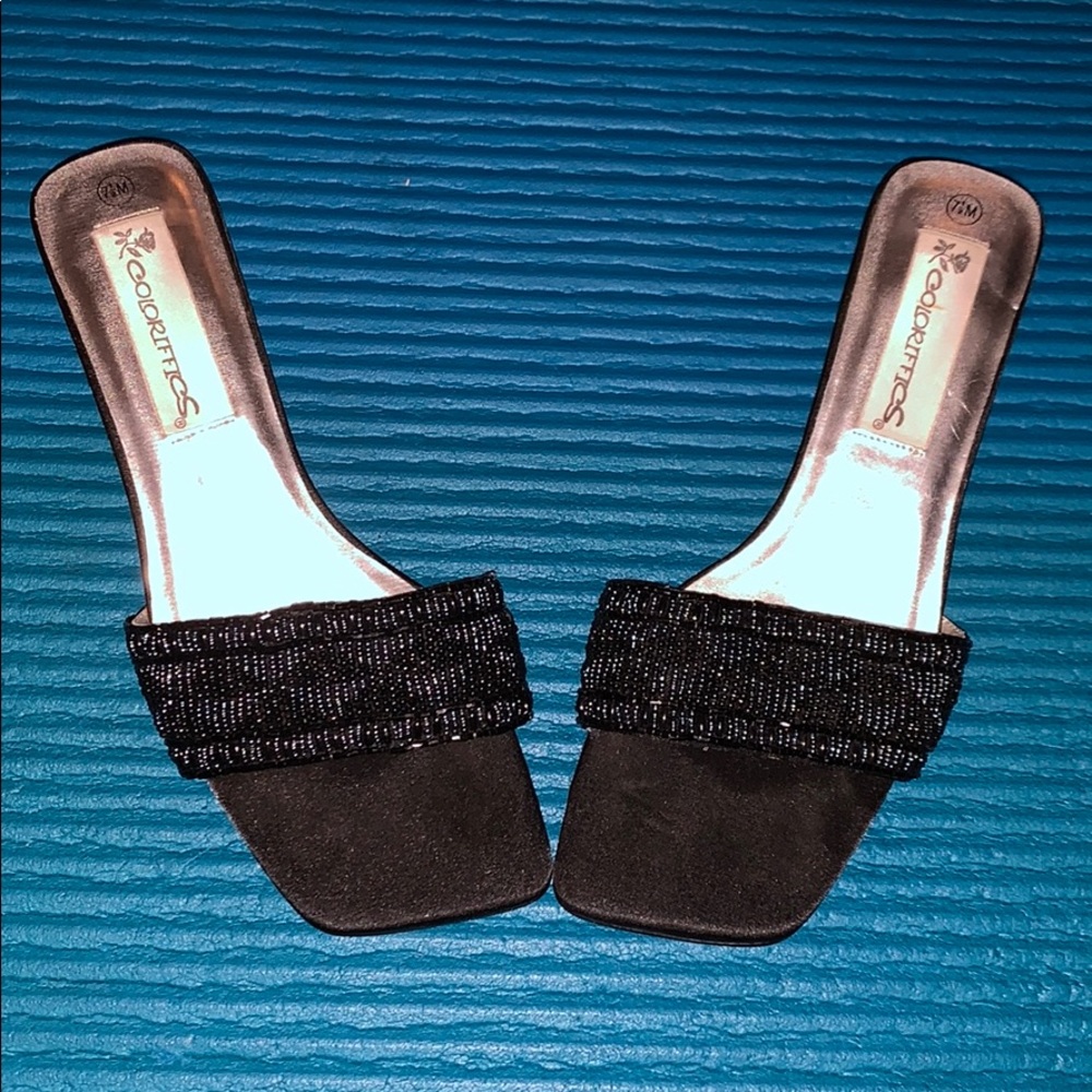 Black beaded heels